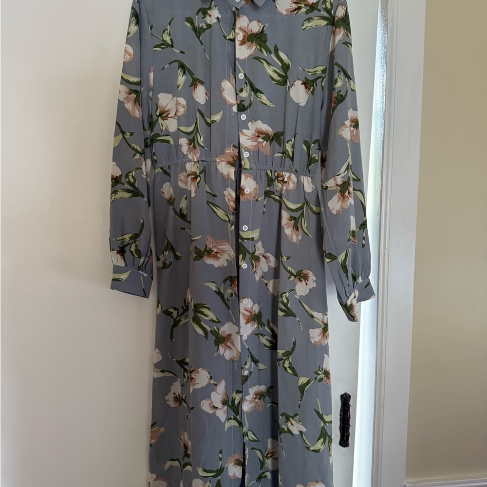 SHEIN Gray Midi Dress with Collar